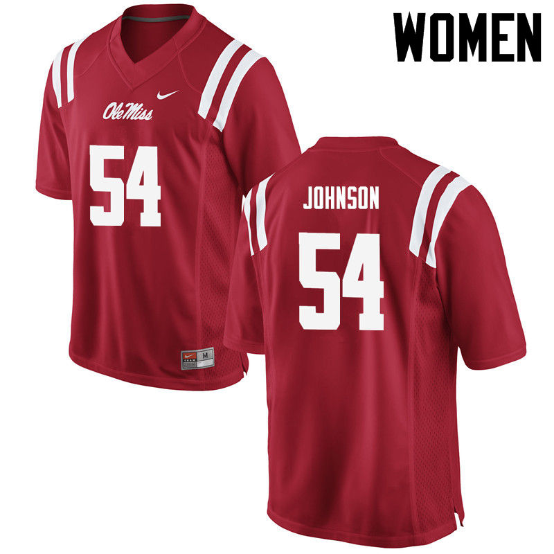 Women Ole Miss Rebels #54 Sam Johnson College Football Jerseys-Red